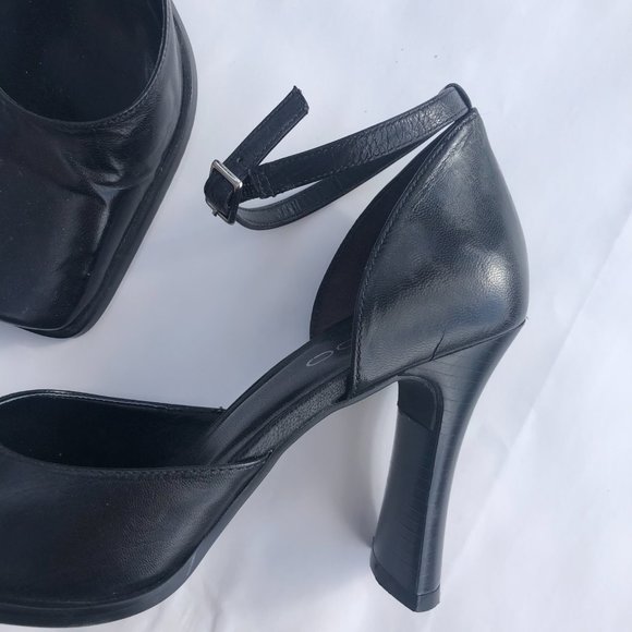 Aldo Black Suede Square-Toe Ankle Strap Heels - Picture 6 of 10